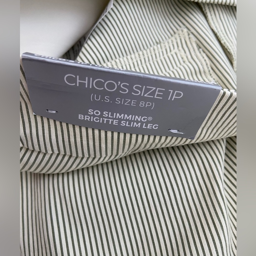 Chico's 1P (US 8P) icon Stripe ankle Pants so slimming brigitte slim leg nwt - Picture 13 of 15